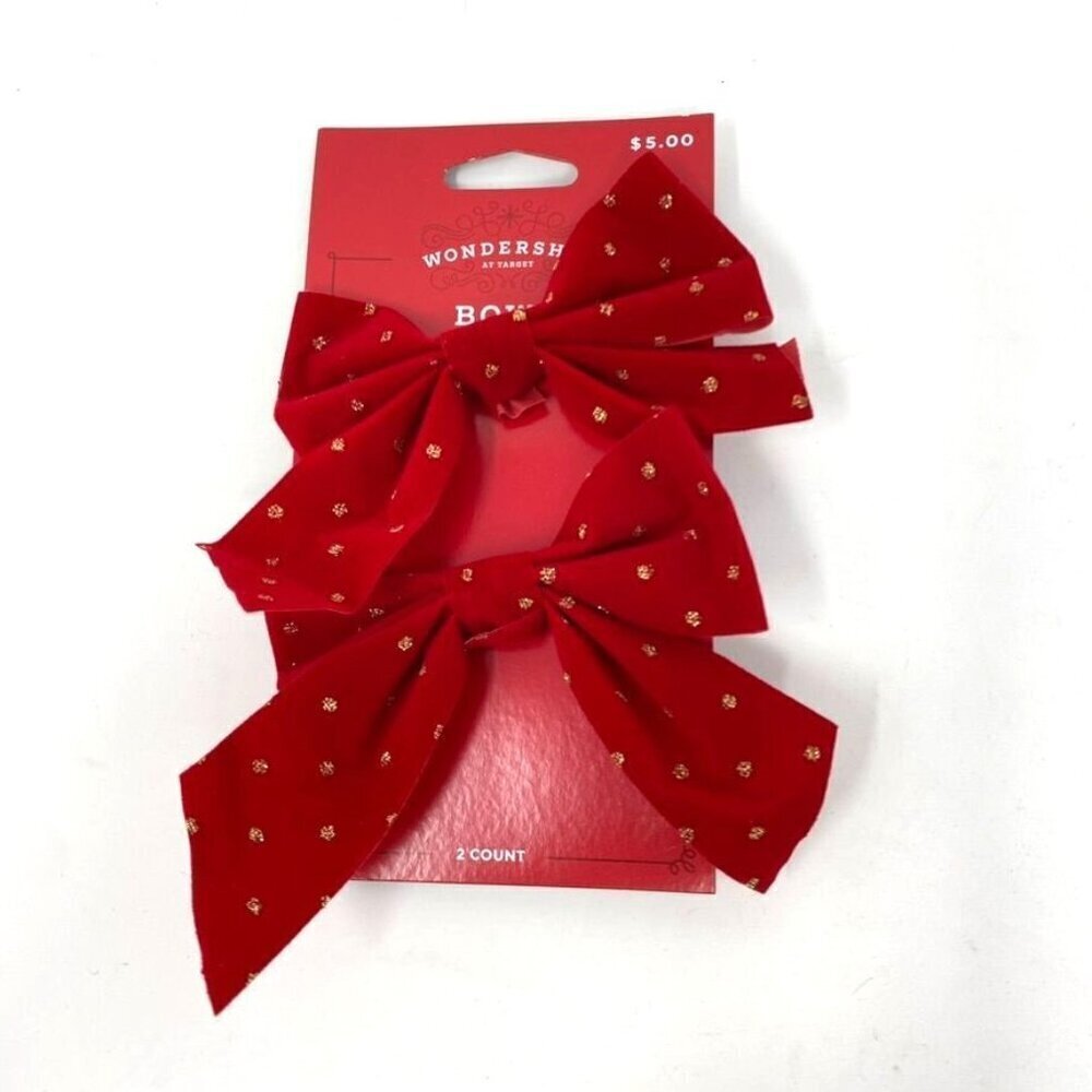 Target 2ct Metallic Polka Dot Christmas Decorative Bow Red - Wondershop™